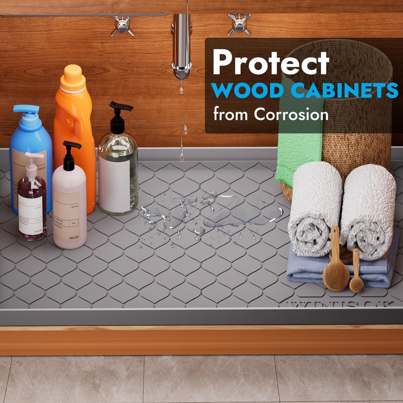 Winisok Silicone Under Sink Mat 22" x 22", Kitchen Essentials