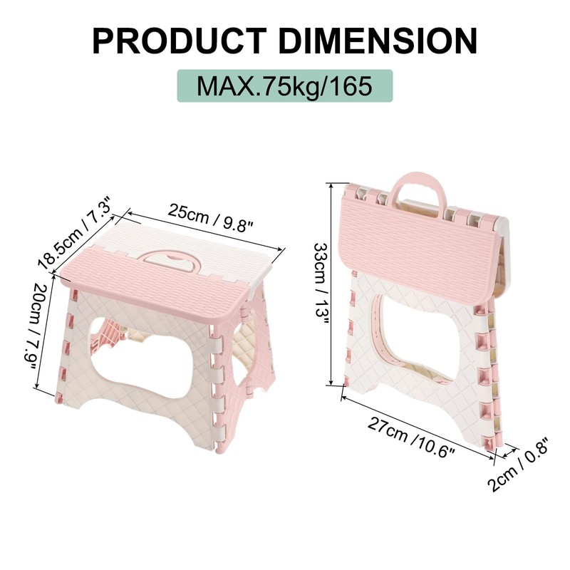 uxcell 8" Folding Step Stool for Adults 165 lbs Capacity