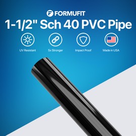 FORMUFIT PVC Pipe, 1-1/2" Size, (1.900" Actual OD) Sch 40 Furniture Grade, Black (40"L x 3-Pack) DIY Structural for Greenhouse, Garden, Dog Agility and Maker Projects - P112FGP-BK-40x3