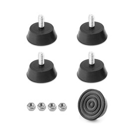 YOYEAH Set of 4 rubber feet M6 x 16 mm, adjustable furniture, appliance and small appliance feet, adjustable foot for cabinets and shelves, height-adjustable feet M6, screw-on rubber feet