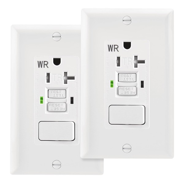 Wengart GFCI Outlet,Tamper Resistant GFCI Receptacle with Combination Switch,ETL Listed,Back