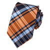 Blue Navy Orange Norrow Tartan Check Plaid Ties Elegant Autumn