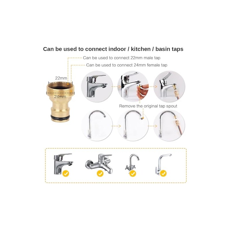 Wzzy Gurden Tap Adapter, Universal Kitchen Tap Hose Connector &