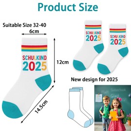 MOAZIFI Schulkind Socken 2025 - Baumwollsocken für Einschulung Mädchen und Jungen, Kindersocken 27-32 Schulanfang Geschenk