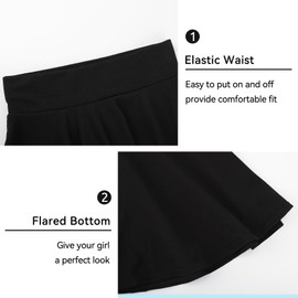 KEREDA Girls Casual Mini High Waist Stretchy Flared Pleated Skater Skirts Black 12-13 Years