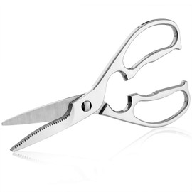Multi-Purpose Kitchen Scissors WELLSTAR, Premium Stainless Steel Solid Kitchen Shears for Can Opener, Heavy Duty Poultry Scissors with Sharp Blade for Cutting Turkey, Chicken, Bones