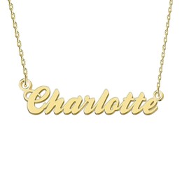 GR35Z9 Charlotte Name Necklace Gold Nameplated Stainless Steel Pendant Jewelry for Women
