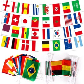32 Countries String Flag Bunting Banner, 26 ft, World Cup Flag Banners for Bar, Sports Club, Party Decorations