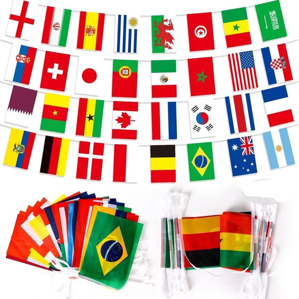 32 Countries String Flag Bunting Banner, 26 ft, World Cup