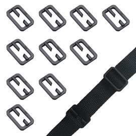 YJFY Pack of 10 Strap Slider Tri Glide Buckles Ladder Buckles Clamp Slider Plastic Strap Adjuster Threads No Need to Remove for Backpack Straps, Suitcase Straps, Outdoor Sports, black