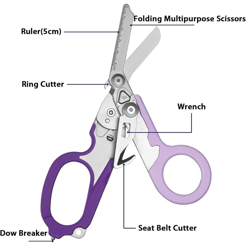 Elegital Emergency Response Shears,Stainless Steel Trauma Shears, Outdoor Camping Rescue