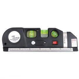 Retoo Laser Spirit Level with Tape Measure 250 cm and Cross Line Laser 16 cm Steel Scale Spirit Level Small Levelling Tool Horizontal Level Cross Spirit Level Laser Level Cord Spirit Level Black
