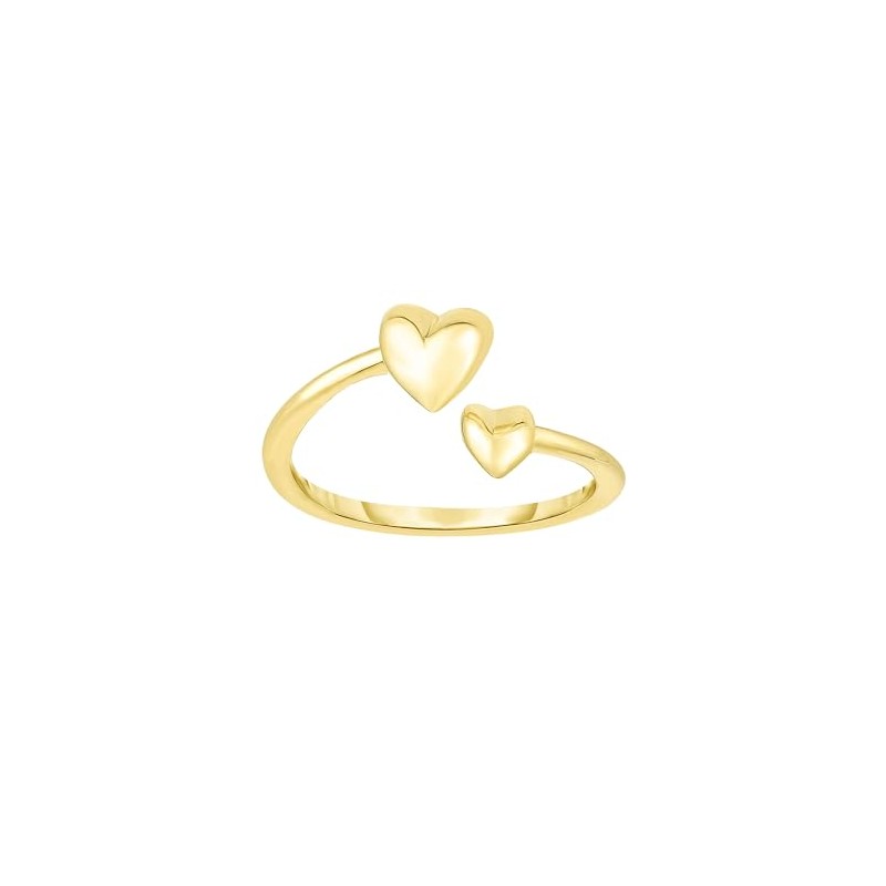 14K Yellow Gold Hearts Bypass Toe Ring 9mm