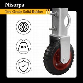 Gate Wheel 6 inch Farm Gate Wheel, 2 Pack Gate Support Wheel with 1-3/8" Thru 2-1/2" Gate Use, Chain Link Fence Metal Tub Gate Farm Gate Wheel Under Mount Farm Gate Caster to Prevent Dragging (Red)