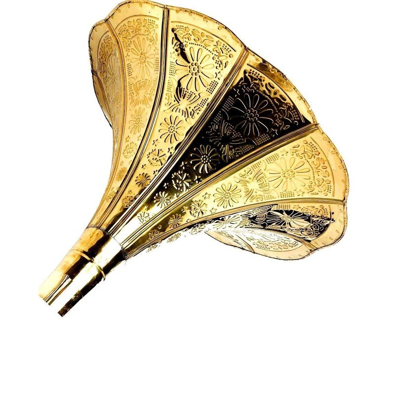 Gramophone Brass Embossed Horn Full Size Collectable Ornament Retro NEW