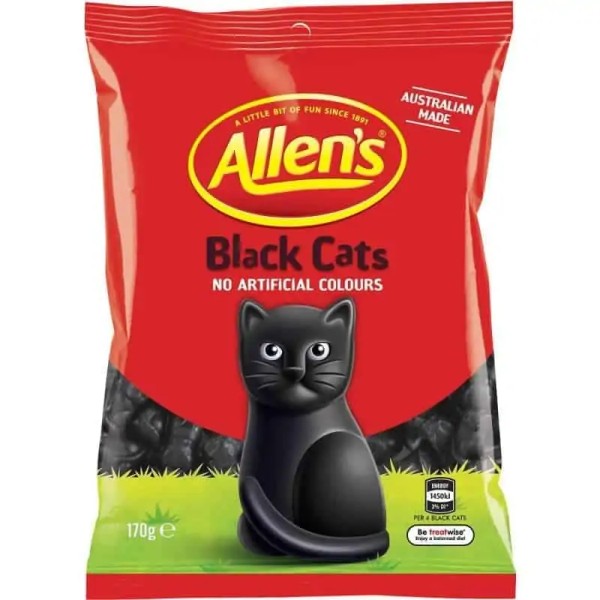 Allens Bulk Allens Black Cats 170g ($5.00 each x 12 units)