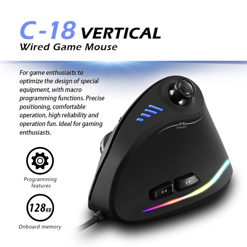 Zeerkeer Ergonomic Vertical Mouse, RGB Wired Vertical Gaming Mouse with