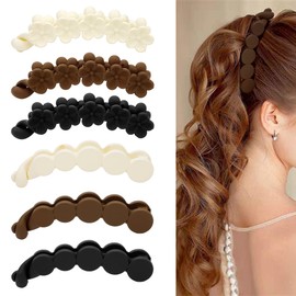 Hapdoo Matte Flower Banana Hair Clips - 6PCS Strong Hold Hair Accessories for Women and Girls, Suitable for Ponytails, Buns, and Styling Thick or Thin Hair