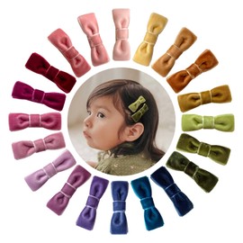 Velvet Baby Hair Clips, 20pcs Boutique Mini Bows Barrettes, Fully Lined Hair Pins Accessories for Infant Toddler Baby Girl's Fine Hair by Cherssy