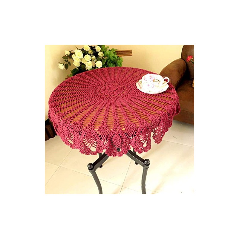 AMIPOS Round Table Cloths Cotton Lace Hand Crocheted Tablecloths Tablecloths