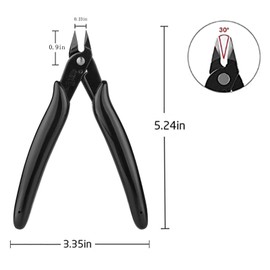 Micro Wire Flush Cutter Internal Spring 5 Inch Professional Wire Cutting Pliers Electronic Shear Wire Cutters Side Cutters Pliers (Black-3pcs)