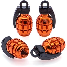 MEAJOO 4PCS Tire Valve Stem Caps, Aluminium Alloy Tire Valve Stem Covers Universal Car Wheel Tire Valve Caps for Cars, Trucks, SUV, Motorcycles, Bike and Bicycles (Orange)