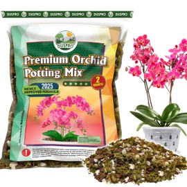 [Upgraded] DUSPRO Orchid Potting Mix for Repotting with Forest Moss, Pine Bark, Perlite & Pumice Natural Ingredients, Orchid Bark Potting Mix, Orchid Repotting Kit Drainage Indoor Potting Medium 2QT