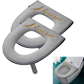 BDHYYM Toilet Seat Cover, Toilet Seat Warmer, Washable Thicker Bathroom Toilet Seat Cushion with Zip for All Oval Toilet Seats, Pack of 2