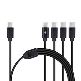 Xilaghy 4 in 1 USB Type C Splitter Cable,USB C Male to 4 USB C Male Data Snyc and Charging Cord,USB C Multi Charging Cable for Cell Phones,Tablets and More(1.6FT/0.5M)