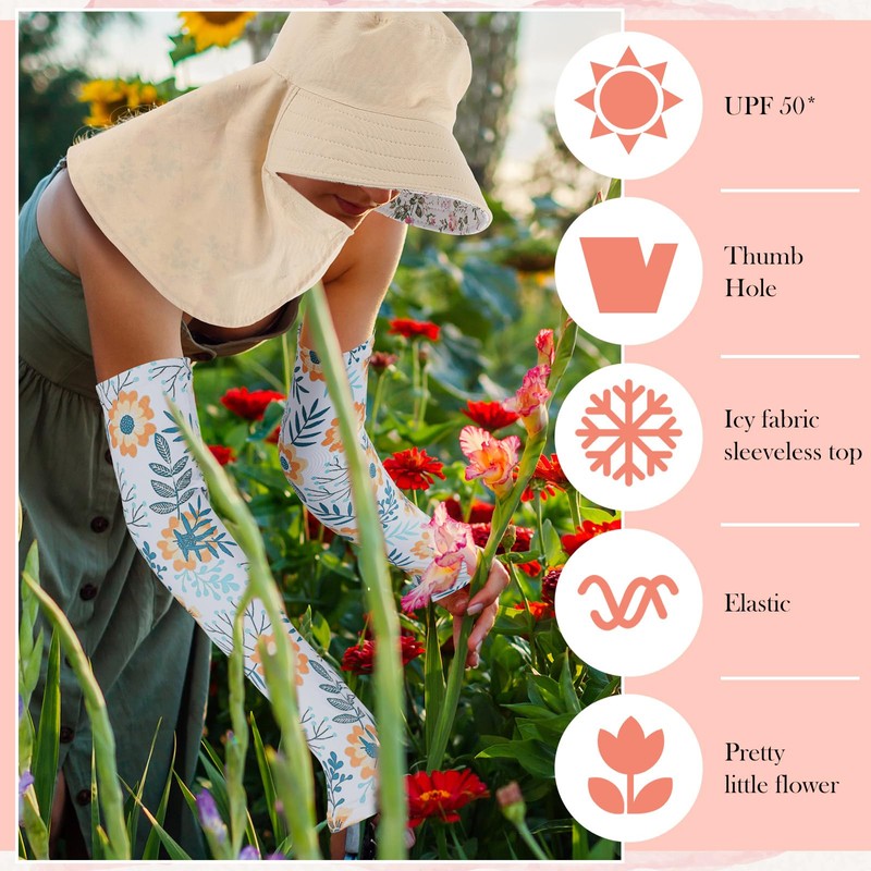 Bunnycool 2 Pcs Sun Hat Gardening Farmer Arm Sleeves Women