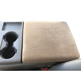 Car Console Covers Plus Made in USA Designed for Ford F150 F250 with 40/20/40 Jump Seat Models 2014-2024 Fleece Center Console Armrest Cover for Console Image Shown and Lid Must Open Tan