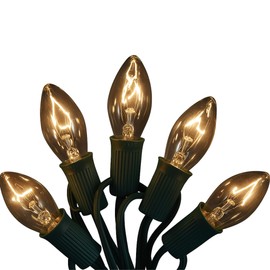 Holiday Bright Lights C7 Clear Transparent Incandescent Replacement Bulbs, String Light Bulbs, Porch Decor