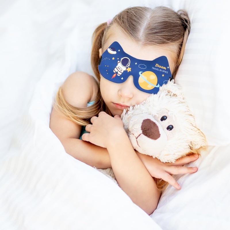 CHEERYMAGIC Kids Sleep Mask, Childrens Eye Mask with Space Designs,