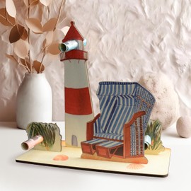 Strandkorb Karte - Leuchtturn Strandkorb 3D-Holzkarte | Geldgeschenke, Geburtstagskarte Für Urlaub Am Meer, Leuchtturm, Sylt, Strand, Gutscheinkarte Für Kurzurlaub An Nordsee Oder Ostsee