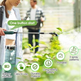 Battery Powered Sprayer Wand,Electric Plant Sprayer Telescopic Watering Wand with 16.4FT Hose,Rechargeable Electric Watering Sprayer Handle with 3 Adjustable Nozzles & Filter for Lawn, Yard and Garden