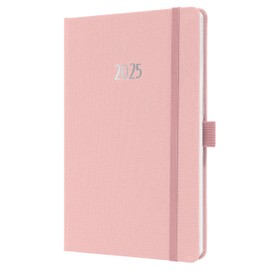 SIGEL J5405 Weekly Planner Jolie 2025, FSC-Certified, 2 Pages = 1 Week, hardcover with a Fabric Surface, Approx. A5, Light Pink, 174 Pages