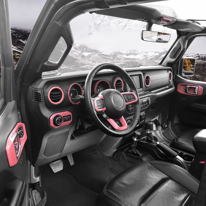 Jeliker for Wrangler JL Interior Trim Kit Pink Dashboard for