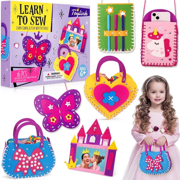 Tacobear Sewing Kit Girl Unicorn Butterfly Castle Felt DIY for Children Sewing Kit Craft Material Gift for Girl 5 6 7 8 9 10 Years