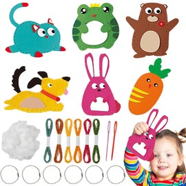 BFSYRR Sewing Kit for Kids, Kids Sewing Kit, 6 Pcs DIY Felt Animals Crafting for Kid, Play n Learn Sewing Kits for Beginner Children Boys and Girls