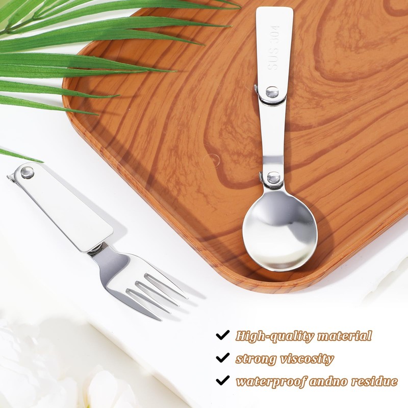 Nogeqi Set of 2 Stainless Steel Folding Spoons for Yoghurt