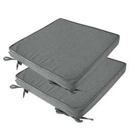 FUNHOME Outdoor Chair Cushions 18"x18"x2.5" inch,Set of 2,Waterproof Patio Furniture Cushion with Zipper&Ties,Square Garden Seat Cushion 18x18 inch Replacement (Dark Gray)