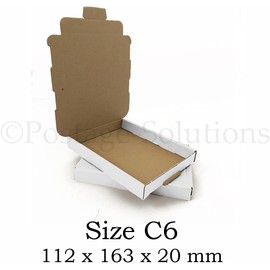 AKAR White A6/C6 Large Letter Postal Box - 112x163x20mm - Royal Mail Box [Pack of 05]