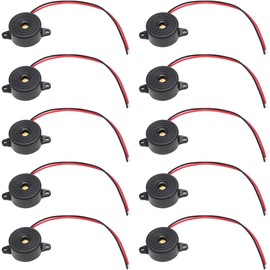 Electronic Buzzer, 3-24 V Electronic Components Buzzer and Speaker, Active Buzzer, 85-95 dB, Piezo Sound, Buzzer, Alarm Tone, Duration Sound, Buzzer, Alarm Piezo, Cable Length 100 mm, Pack of 10