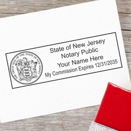 Self Inking New Jersey Notary Stamp, Notary Stamp New Jersey, Rectangular Imprint, Sized 7/8" x 2-1/4", Up to 5,000 Impressions and Available in 11 Ink Colors, Easy Press and Print Stamping
