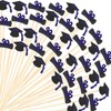 300 Pcs Graduation Cocktail Picks 4.7 Inch Bachelor Hat Bamboo