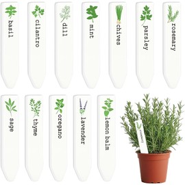 JarThenaAMCS 12 etiquetas de cerámica para plantas de hierbas, 12 estilos, marcadores de hierbas para jardín, impermeables, etiquetas de estaca para nombre de plantas, para guardería, decoración de