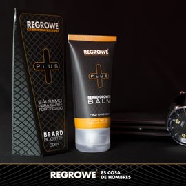 Regrowe - Bálsamo de Crecimiento de Barba Fortificado Regrowe Plus 5% - Adicionado con Queratina, Aloe Vera, Vitamina E, Complejo de aminoácidos miner