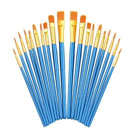 Bouiexye Blue Paint Brushes Set 20 Pcs Watercolor Brushes for Acrylic Painting Oil Miniature Detail Depiction Artist Professional Painting Set
