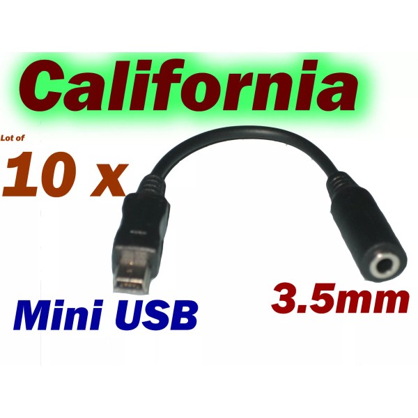 Paxly 10 x Mini USB to 3.5MM Adapter Jack Plug