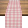 Nepnuser Linen Pink and White Buffalo Check Plaid Table Runner